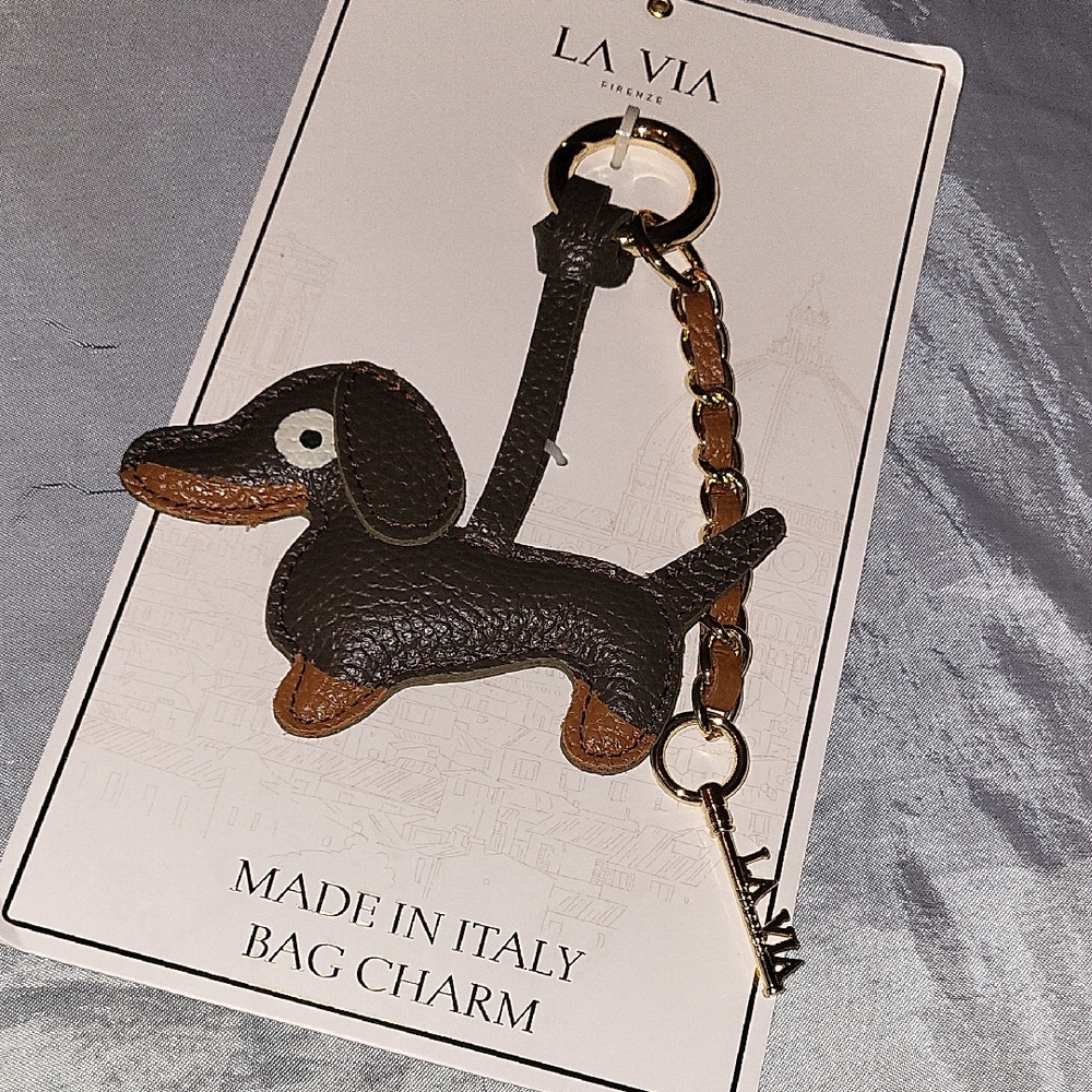 La Via Brown Dog Bag Charm Dashchund Ti TL M